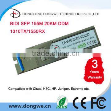 GLC-FE-100BX-u, 100Base-BX10-D SFP 1310TX/1550RX--20km, DDM, BiDi SFP Module/Transceiver