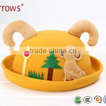 Cheap Wool Felt Hat/Short Brim for Pupil Girls Young Child Kids Yellow/Red/ Black