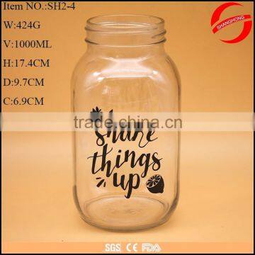 1000ml clear glass storage mason jar with tin lid in kitchen