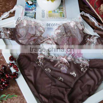 Fashion women transparent sexy bra set plus size with lace underwear