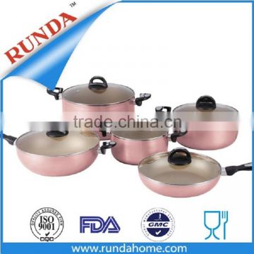 10pcs high quality Aluminum pink non-stick cookware set