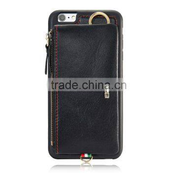 Genuine leather wallet cell phone case for iPhone