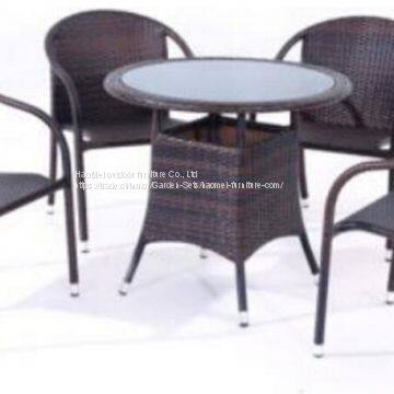 Gardeb Furniture Table And Chair PE Rattan Wicker Powder Coating Aluminum Frame Tempered Glass Outdoor