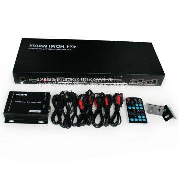4K X 2K HDMI matrix 4x4 base on HDBaseT upto 100m with RS232 4PCS receiver Support HDMI 1.4 and HDCP1.4
