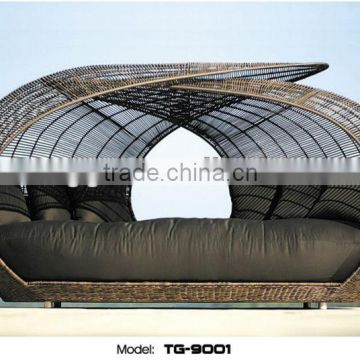 2014 Hot Sale Outdoor Rattan Round Sun Bed Aluminium