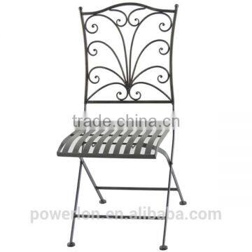 Wrought iron folding chair in antique black color