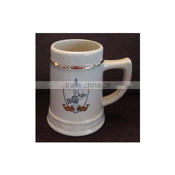 700ml Cearamic beer mug with handle and silver printing