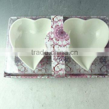 White Ceramic Heart Shaped Bowl / Dishes With Gift Color Box Small Size photo-3