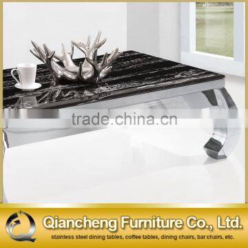 Square Coffee Table Center Table Stainless Steel Base Modern photo-3