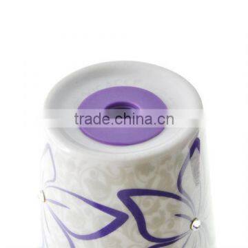 Hot Promotion Gift Ceramic Bauhinia Flower Double Wall Mug With Silicone Lid Made With Crystals photo-4