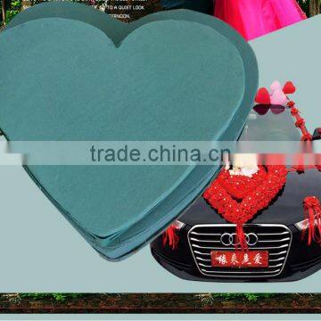 Heart shape green wedding car decoration wet floral foam
