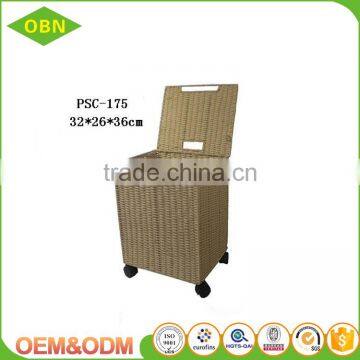 Wholesale Handmade Paper Rope Laundry Basket With Wheels photo-2