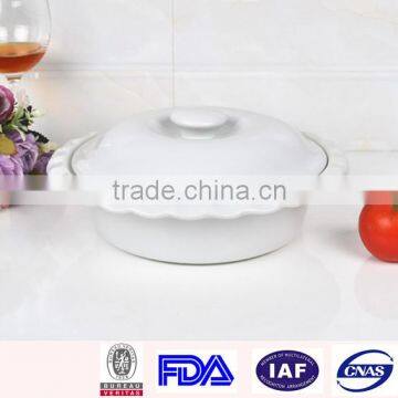 Ceramic White Porcelain Round Baking Dish photo-2
