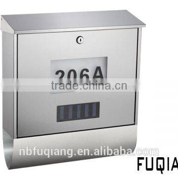 FQ-125 Qualified Solar Led Mailbox with Newspaper Holder and house number mailbox