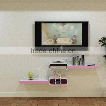 home diy modern wooden decorative TV wall shelf