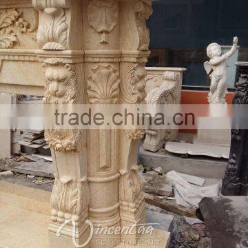 Beige Travertine Morden Indoor Used Decoration Marble Fireplace Mantel for Sale photo-3