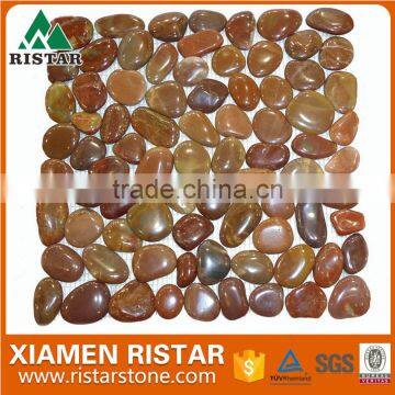 Red high polished natural river pebble stone