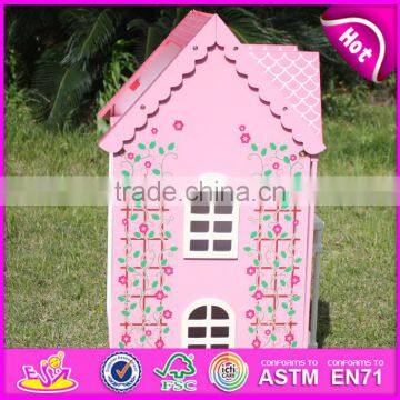 Best Design Pink House Toys Wooden Dollhouse for Girls W06A020 photo-3
