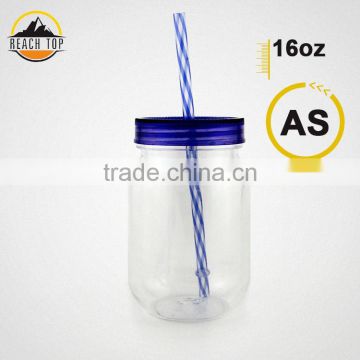 Mason Jar With Handle And Lid And Straw