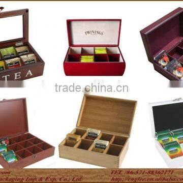 Custom Wooden Tea Bags Box Tea Storage Box with Compartments