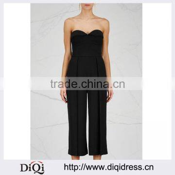 Wholasale Women Apparel Cool Strapless Black Crepe Jumpsuit(DQE0119J)