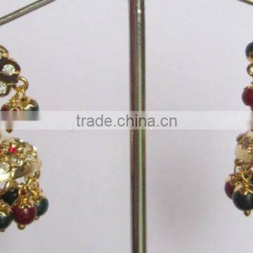 Gold Plated Jadau Pendant Dangler EARRINGS Set photo-2