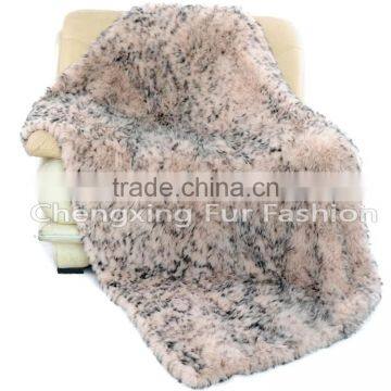 CX-D-73 High Quality Home Use Leopard Print Knitted Fox Fur Real Fur Blanket photo-3