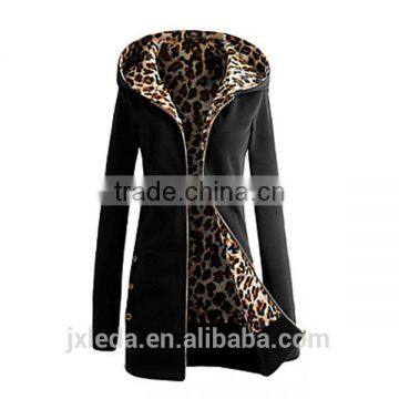Women's Fashion Vintage Leopard Print Long Sleeve Hoodies Coat photo-4