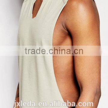 Soft Cotton Longline Sleeveless T-shirt Vest, OEM Men Tee Shirt Cheap Price photo-3