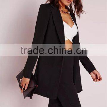 MGOO 2017 Manufacturer Longline Black Blazers Spring Oversized Casual Blazers Jackets For Women Oversized Jackets photo-2