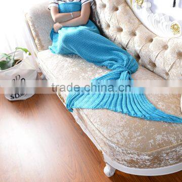 2017 best selling plain design adult knitted mermaid tail blanket