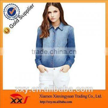 Women Faded Chambray High quality Shirt China Manufacturer