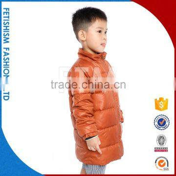 Best Price Long Sleeve Winter Fur Leather Letters Loose Orange Boys Fancy Coats For Kids With Letters photo-3