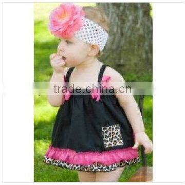 2014 Hot sale baby leopard print swing sets girls cotton outfit kids clothing Girls dress suit with briefs super cute