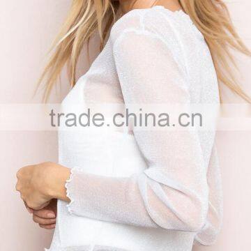 Runwaylover 111 2017 Ladies Sexy Long Sleeve Transparent Blouse photo-6