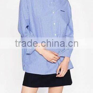 Runwaylover EY2341B New Design 2017 Women Fashion Embroidery Stripe Blouse photo-2