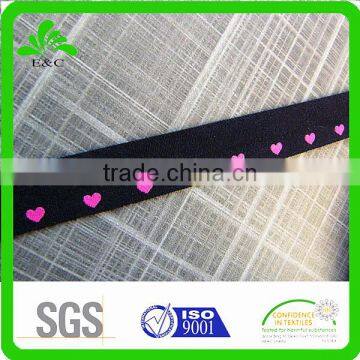 Top quality print heart pattern elastic fold over,custom printed fold over elastic,