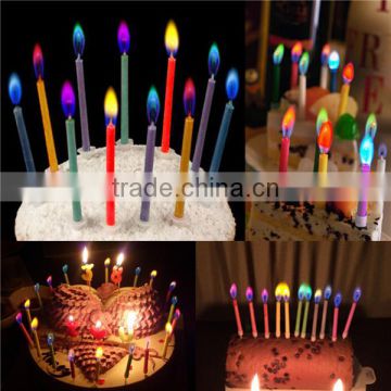 6pcs Birthday Cake Candles Assorted Colored Flames Safe Taper Chime Party Decor