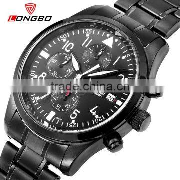 Men business watch fashion stainless steel black watch