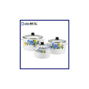 3PCS Glass Lid Food Steamer/enamel Food Steamer