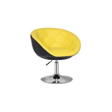 Yellow Leather Bar Chair With Buttons