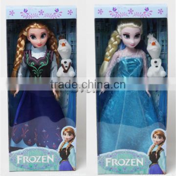 Hot Movie Frozen dolls with gift box Elsa Frozen Anna toy Plastic dolls with gift box for kids