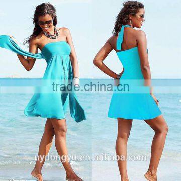 blue women wrap beach dress/sh wi fashionable 12 color summer beach dress