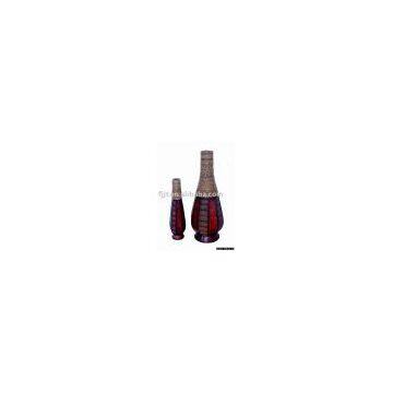 JT8B029-008 Straw and wooden belly long neck vase