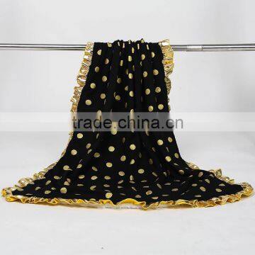 Wholesale metallic muslin swaddle blanket , golden polka dots blanket baby M5090502