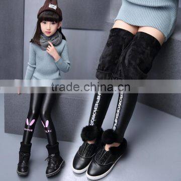 B22609A Girls velvet warm Leggingswinter girls cartoon leather pants