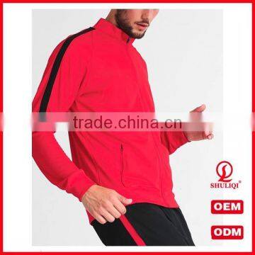 Guangzhou Shuliqi Plain Fitted Tracksuit Custom 100 Cotton Gym Sport Tracksuits for Men in Red photo-2