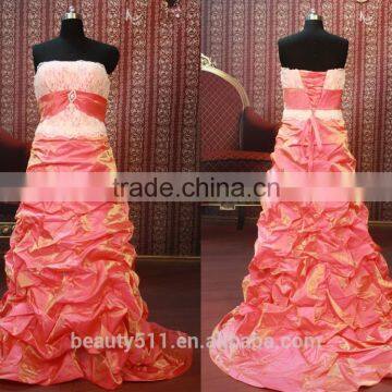 IN STOCK Off-The-Shoulder party dress sleeveless Watteau train prom dress SE119