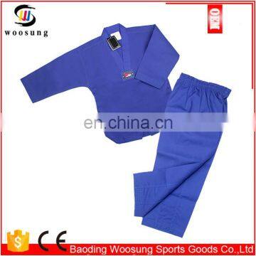 OEM blue ribbed classical taekwondo uniform for training ITF 007