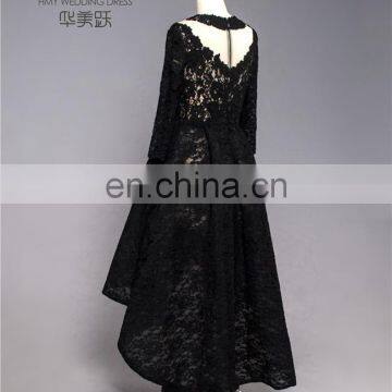 2017 Supplier Of Dress Long Sleeve Full Lace Front Short Back Long Black Prom Dress photo-6